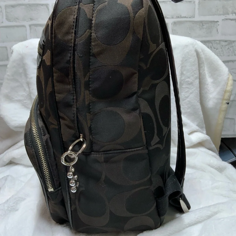 Coach Poppy Signature Black and Brown Backpack